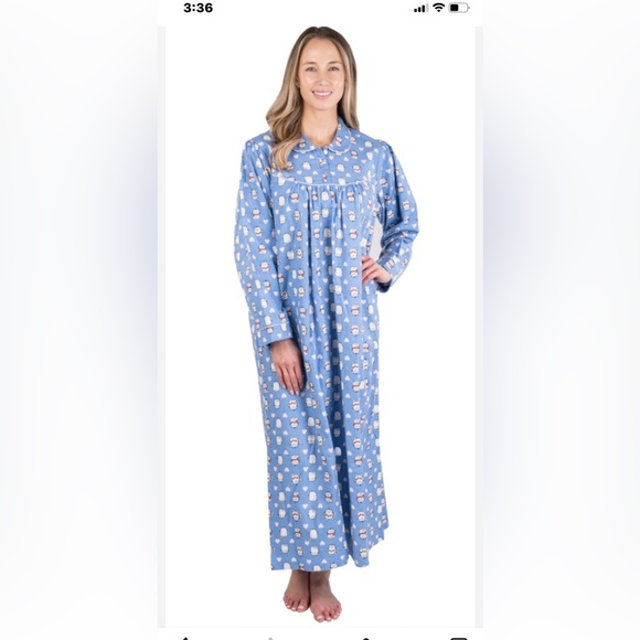 Patricia Lingerie 100% Cotton Brushed Flannel Long Sleeve Cat Print Nightgown SM - Picture 2 of 14